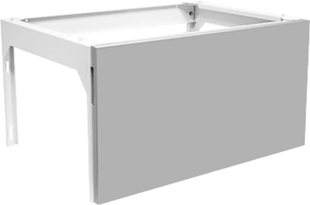 Weiße Montageplatte der Marke Wolf, geeignet für die Befestigung an einem Ständer. Einfaches Design, funktional ohne zusätzliche Dekorationen.